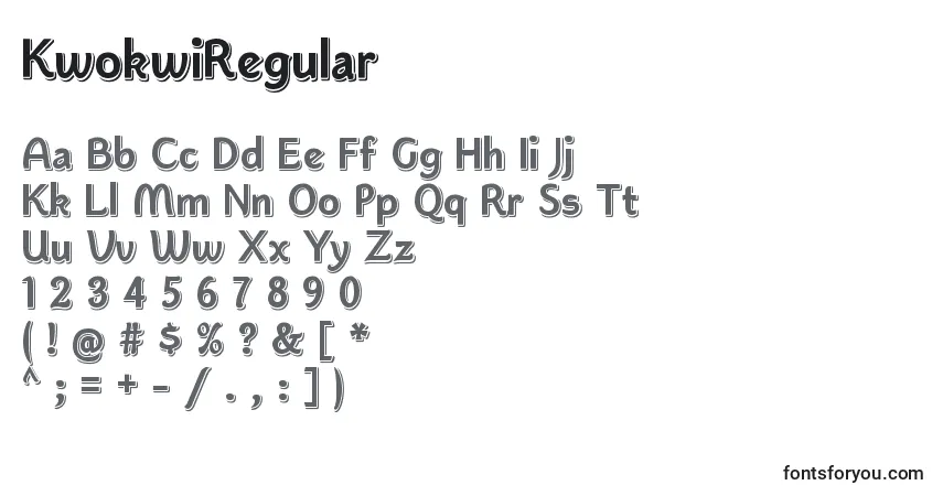 Schriftart KwokwiRegular – Alphabet, Zahlen, spezielle Symbole