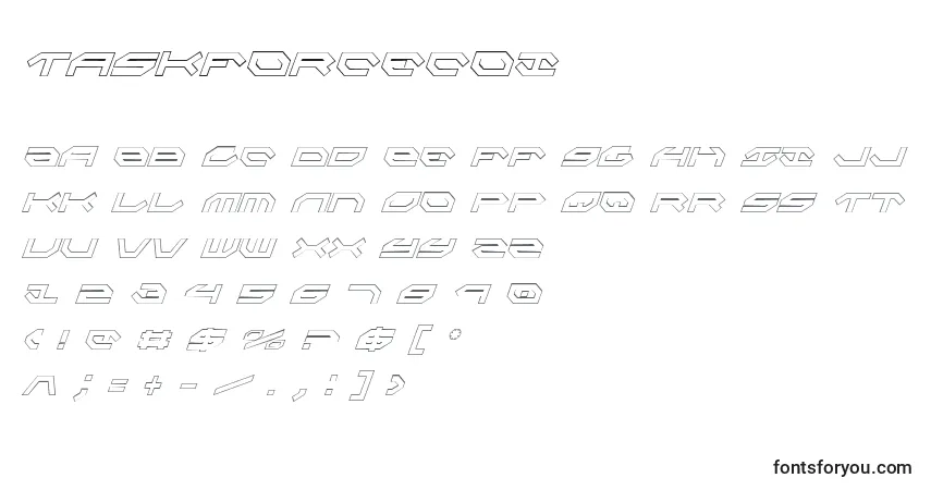 Czcionka Taskforcecoi – alfabet, cyfry, specjalne znaki