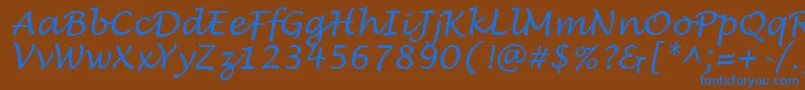 Czcionka LucidaHandwritingItalic – niebieskie czcionki na brązowym tle