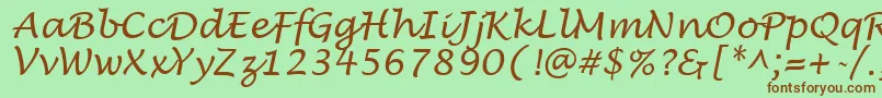 LucidaHandwritingItalic Font – Brown Fonts on Green Background