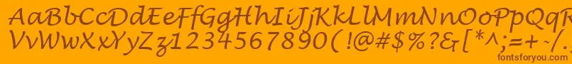Więcej informacji o czcionce LucidaHandwritingItalic Czcionka LucidaHandwritingItalic – brązowe czcionki na pomarańczowym tle