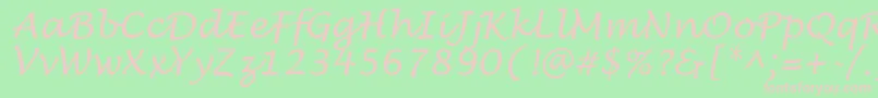 LucidaHandwritingItalic Font – Pink Fonts on Green Background