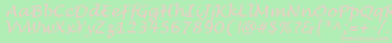 Fonte LucidaHandwritingItalic – fontes rosa em um fundo verde