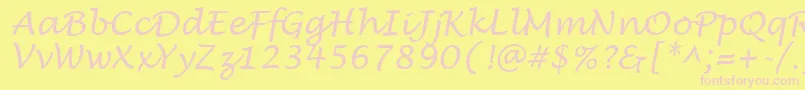 フォントLucidaHandwritingItalic – ピンクのフォント、黄色の背景