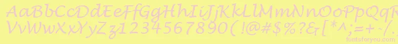 Police LucidaHandwritingItalic – polices roses sur fond jaune