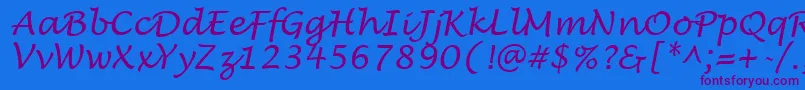 LucidaHandwritingItalic-Schriftart – Violette Schriften auf blauem Hintergrund