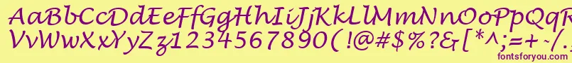 LucidaHandwritingItalic-fontti – violetit fontit keltaisella taustalla