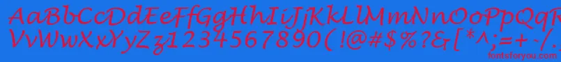 LucidaHandwritingItalic Font – Red Fonts on Blue Background