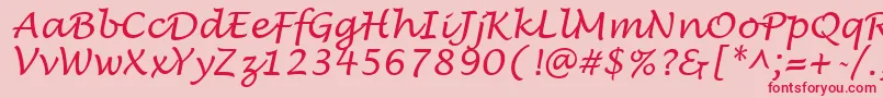 LucidaHandwritingItalic-Schriftart – Rote Schriften auf rosa Hintergrund