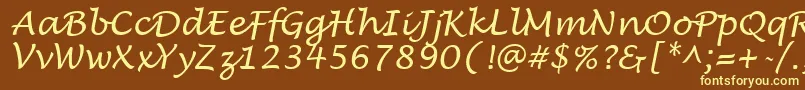 LucidaHandwritingItalic Font – Yellow Fonts on Brown Background