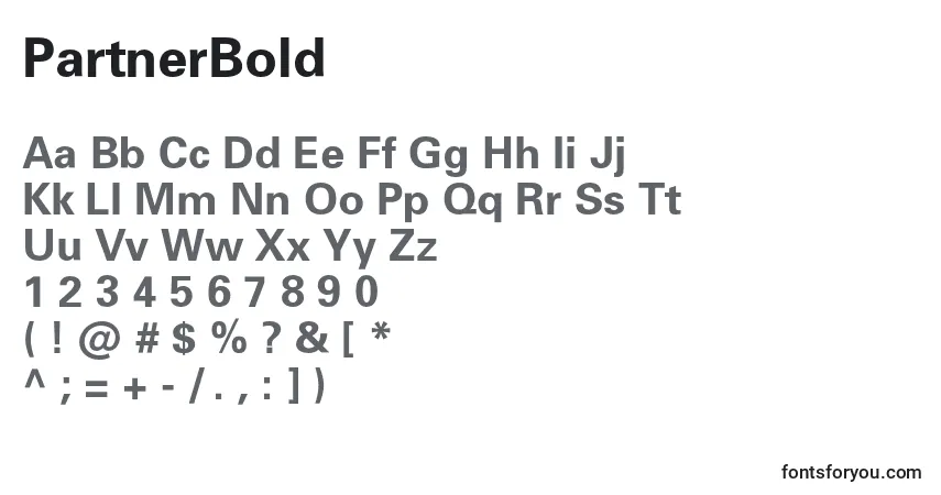Czcionka PartnerBold – alfabet, cyfry, specjalne znaki