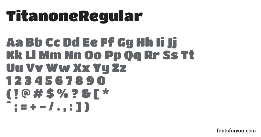 Шрифт TitanoneRegular – алфавит, цифры, специальные символы