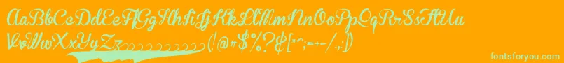フォントBrannbollfsPersonal – オレンジの背景に緑のフォント