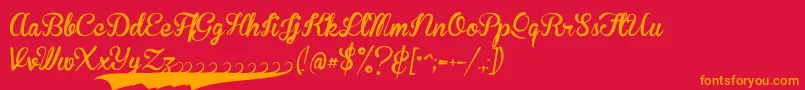 BrannbollfsPersonal Font – Orange Fonts on Red Background