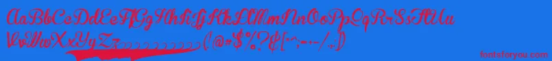 BrannbollfsPersonal Font – Red Fonts on Blue Background