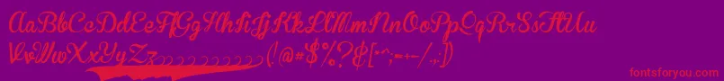 BrannbollfsPersonal-fontti – punaiset fontit violetilla taustalla
