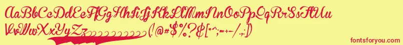 BrannbollfsPersonal-Schriftart – Rote Schriften auf gelbem Hintergrund