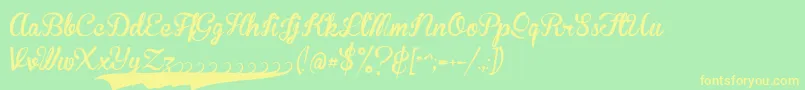 フォントBrannbollfsPersonal – 黄色の文字が緑の背景にあります