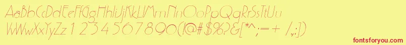 Fonte P700DecoItalic – fontes vermelhas em um fundo amarelo