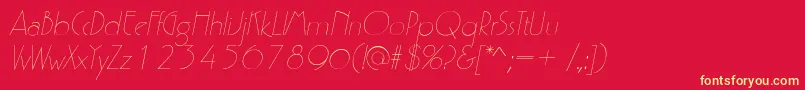 Fonte P700DecoItalic – fontes amarelas em um fundo vermelho