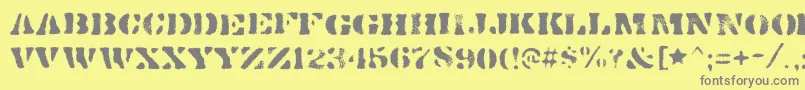 DirtybakersdozenspraypaintRegular Font – Gray Fonts on Yellow Background