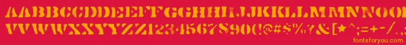 DirtybakersdozenspraypaintRegular Font – Orange Fonts on Red Background