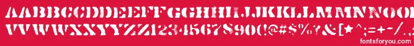 フォントDirtybakersdozenspraypaintRegular – 赤い背景に白い文字