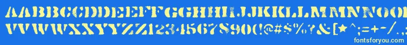 DirtybakersdozenspraypaintRegular Font – Yellow Fonts on Blue Background