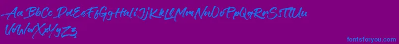 Verbena Font – Blue Fonts on Purple Background