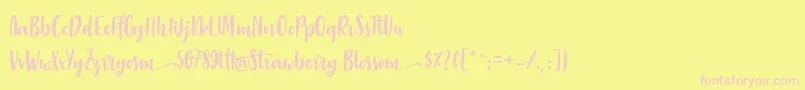 StrawberryBlossom Font – Pink Fonts on Yellow Background