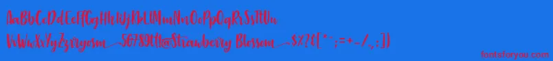 StrawberryBlossom Font – Red Fonts on Blue Background