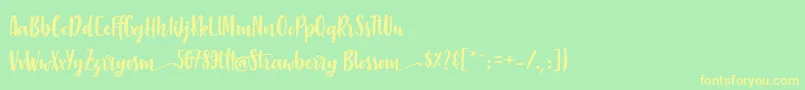 StrawberryBlossom Font – Yellow Fonts on Green Background