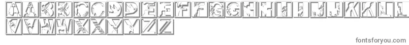 Pixcapsshadow-fontti – harmaat kirjasimet valkoisella taustalla