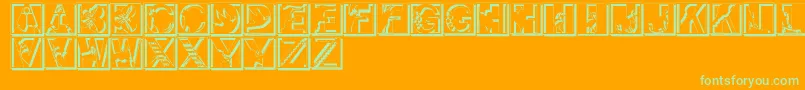 Pixcapsshadow-Schriftart – Grüne Schriften auf orangefarbenem Hintergrund