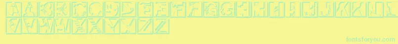 Pixcapsshadow-Schriftart – Grüne Schriften auf gelbem Hintergrund