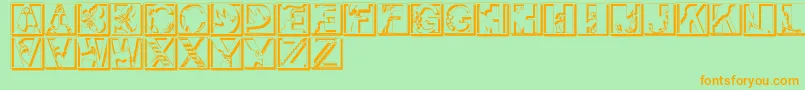 Pixcapsshadow Font – Orange Fonts on Green Background