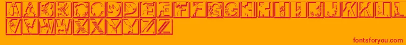 Pixcapsshadow-Schriftart – Rote Schriften auf orangefarbenem Hintergrund
