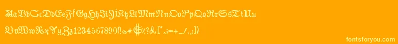 AuldmagickBold-Schriftart – Gelbe Schriften auf orangefarbenem Hintergrund