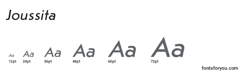 Размеры шрифта Joussita