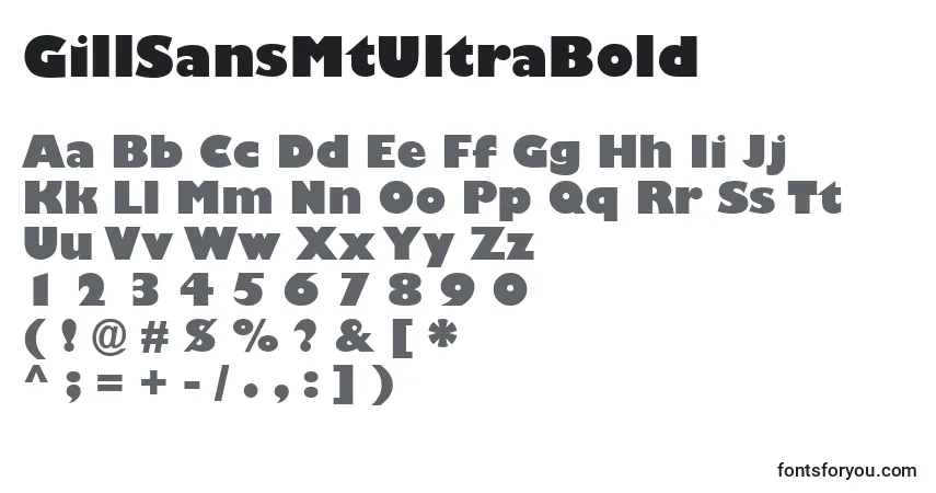 Шрифт GillSansMtUltraBold – алфавит, цифры, специальные символы