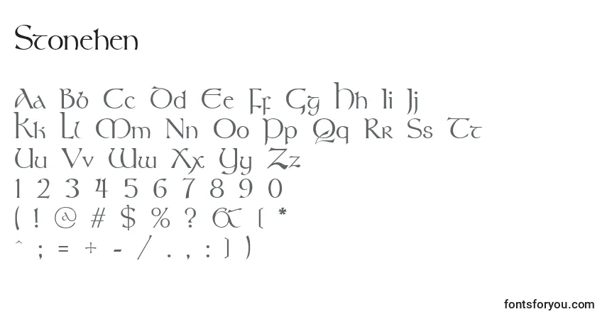 Stonehen-fontti – aakkoset, numerot, erikoismerkit