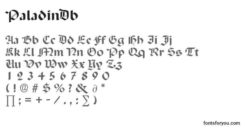 Czcionka PaladinDb – alfabet, cyfry, specjalne znaki