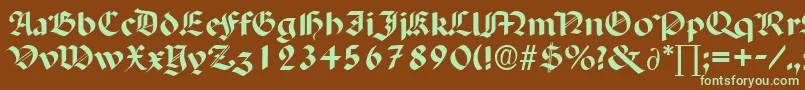 フォントPaladinDb – 緑色の文字が茶色の背景にあります。