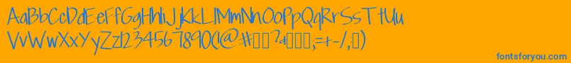 Scriptfont-Schriftart – Blaue Schriften auf orangefarbenem Hintergrund