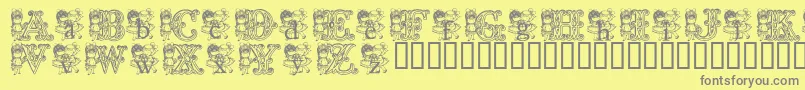 KgCutie1 Font – Gray Fonts on Yellow Background