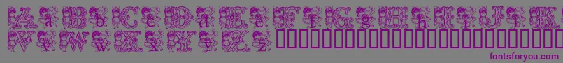 KgCutie1-fontti – violetit fontit harmaalla taustalla