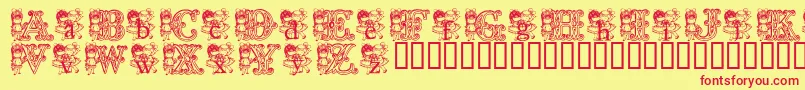 KgCutie1 Font – Red Fonts on Yellow Background