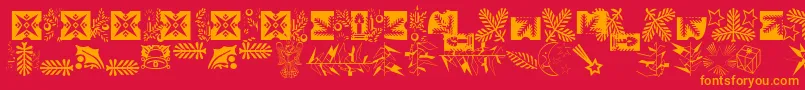 フォントXmasLhPiTwo – 赤い背景にオレンジの文字