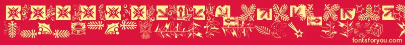 Fonte XmasLhPiTwo – fontes amarelas em um fundo vermelho
