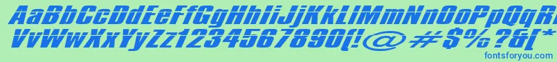 Impos10 Font – Blue Fonts on Green Background